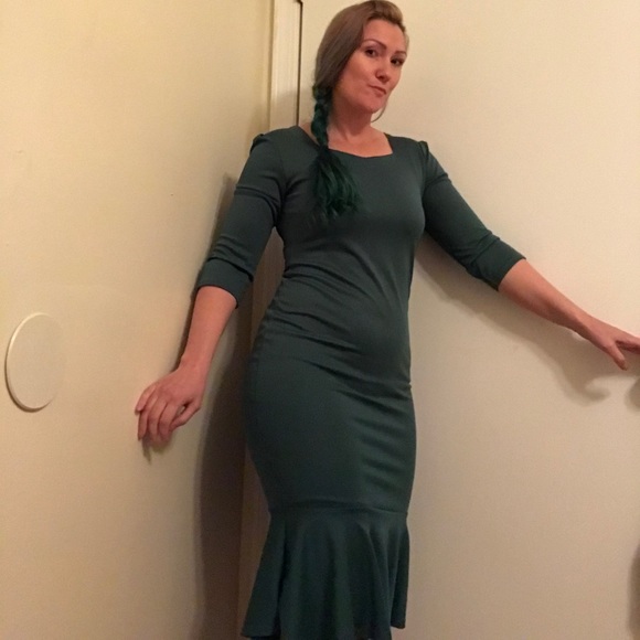 Retro Kelly Green Dress, 3/4 sleeves - Picture 1 of 6
